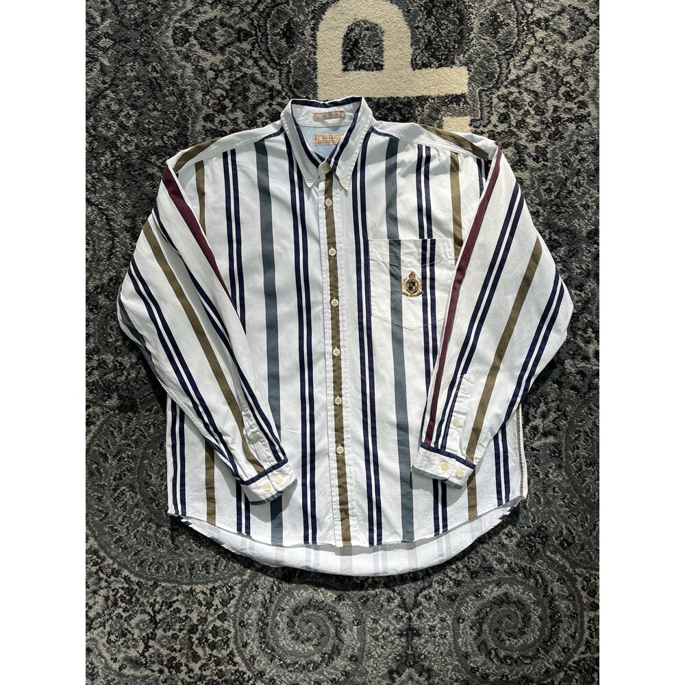 Vintage 90s Guess Stripe Button Down Long sleeve Shirt Size Medium